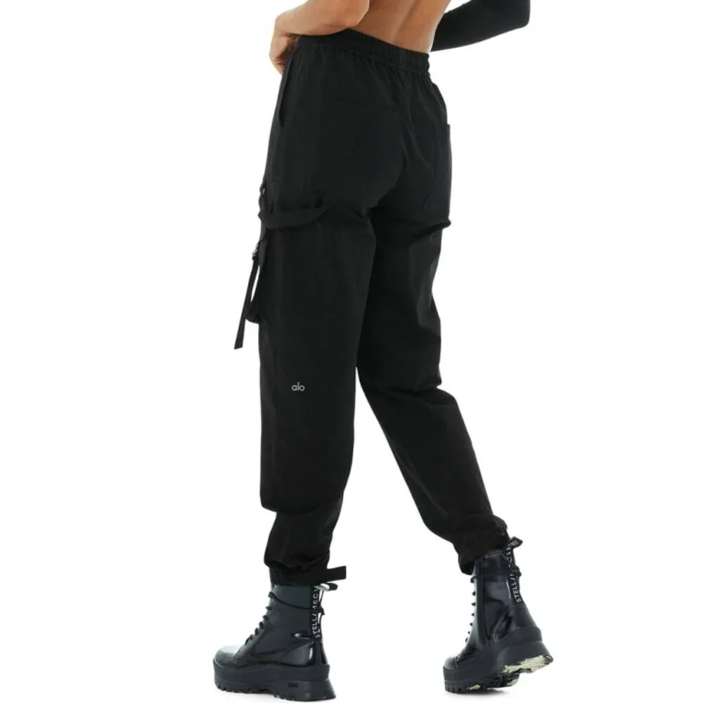 Alo High-Waist City Wise Cargo Pant Black Edgy Gothic Utility Hi-Rise Joggers XS